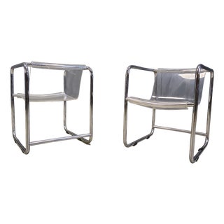 Acrylic Glass and Tubular Chrome Armchairs, 1970s, Set of 2 For Sale