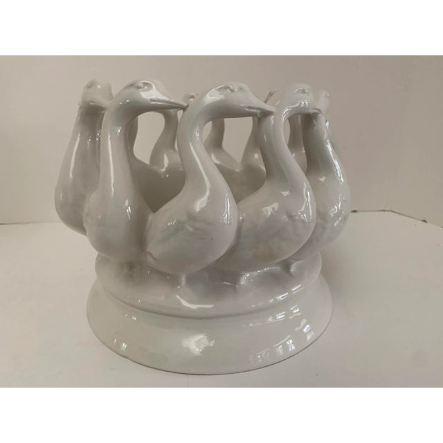 Vintage White Porcelain Circle of Geese Circlar Planter will add a calm rhymical definition to your green thumb...