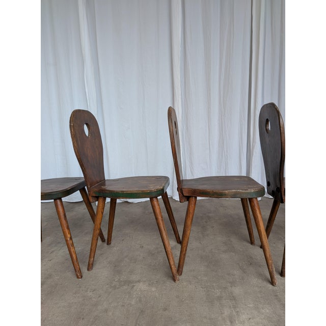 Brown Vintage Brutalist Rustic Farmhouse Dining Chair, 1970s, Set of 4 For Sale - Image 8 of 18