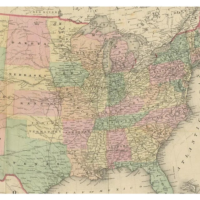 Antique Map of the United States by Titus, 1871 For Sale - Image 4 of 5