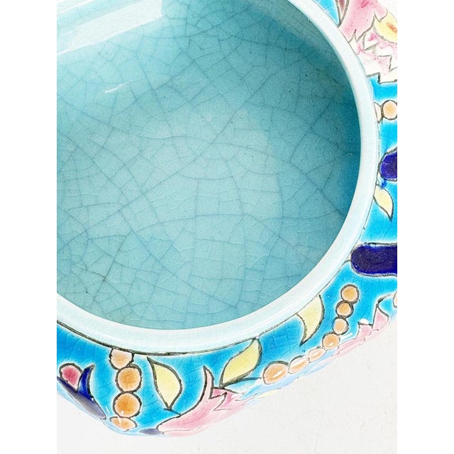 Blue Art Deco Trinket Tray in Crackle Glass from Longwy, France, 1940 For Sale - Image 8 of 11