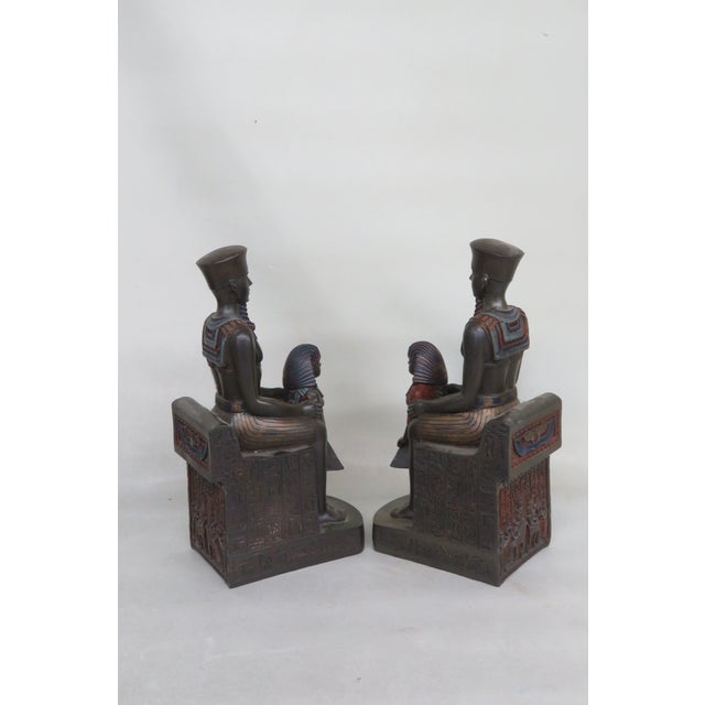Traditional Egyptian King Pharaoh and Son Bookends Sculpture a Pair 4343b For Sale - Image 3 of 12