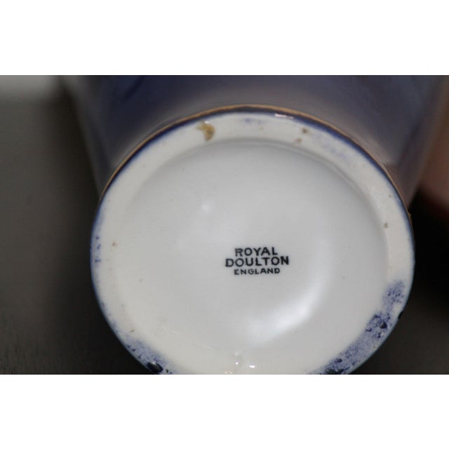 Antique Royal Doulton "Blue Children" or "Babes in the Woods" Vase, Gilded Rim For Sale - Image 9 of 9