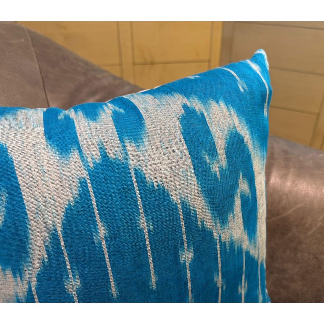 1990s 1990s Handmade Silk Ikat Square Pillow Cover For Sale - Image 5 of 11