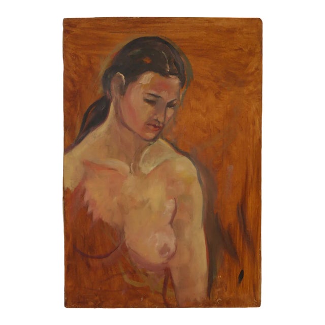 Nude Portrait of a Woman Original Artwork Outsider Art Oil Painting For Sale