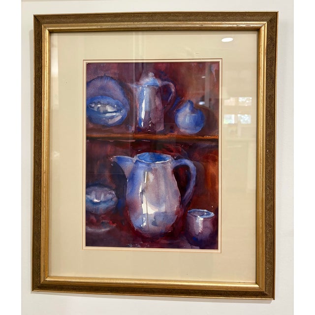 Richly Colored Original Still Life Watercolor Painting - Matted and Framed for Cottagecore, English Country, French Country or Gallery Wall Art For Sale - Image 4 of 5