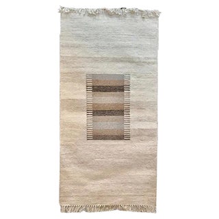 Scandinavian Wool Kelim Wall Rug with Abstract Modern Graphic, 1960s For Sale