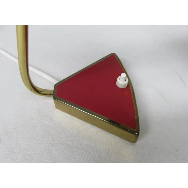 Small Red and Blue Brass Bedside Table Lights, 1950s, Set of 2 For Sale - Image 14 of 18