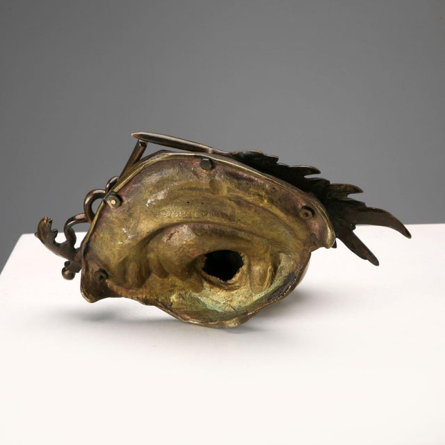 Metal Italian Inkwell in Bronze and Porcelain For Sale - Image 7 of 8