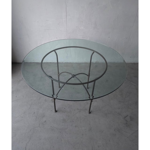 1970s 1970s Forged Iron and Glass Dining or Patio Table After Giacometti For Sale - Image 5 of 10