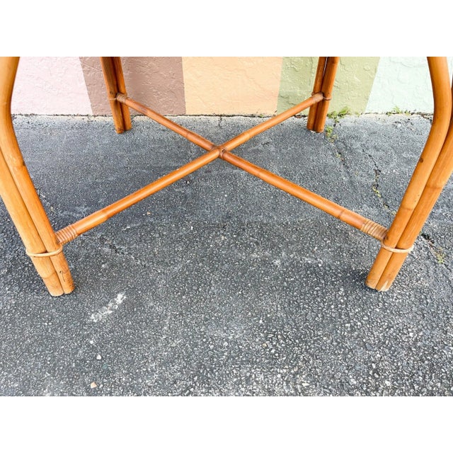 Wood Palm Beach Regency Ficks Reed Flip Top Rattan Game Table For Sale - Image 7 of 8