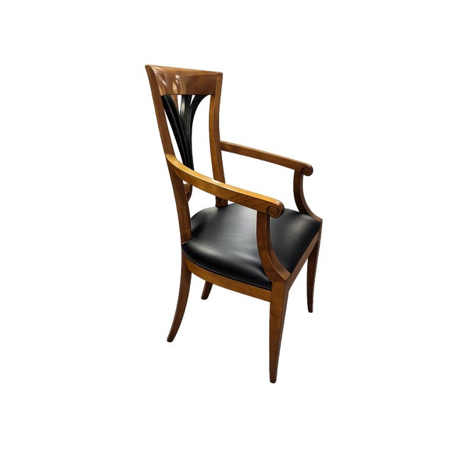 Set of 10 Biedermeier-Style Colombian Dining Chairs in Mahogany & Black Leather For Sale - Image 10 of 10