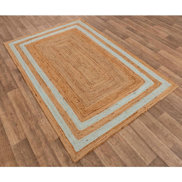 5'x8' Soft Sea Green Jute Braided Handmade Bohemian Rug For Sale - Image 6 of 11