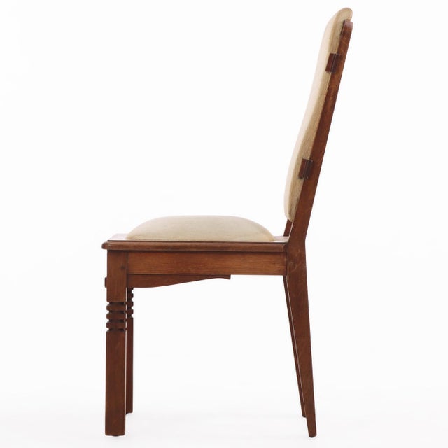 Art Deco Rare Set of Six French Oak Dining Chairs by Charles Dudouyt, C 1940 For Sale - Image 3 of 11