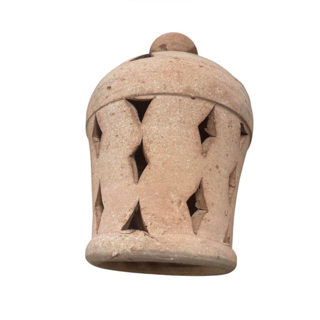 2000 - 2009 Vintage Moroccan Hand-Formed Terracotta Pierced Lantern For Sale - Image 5 of 12