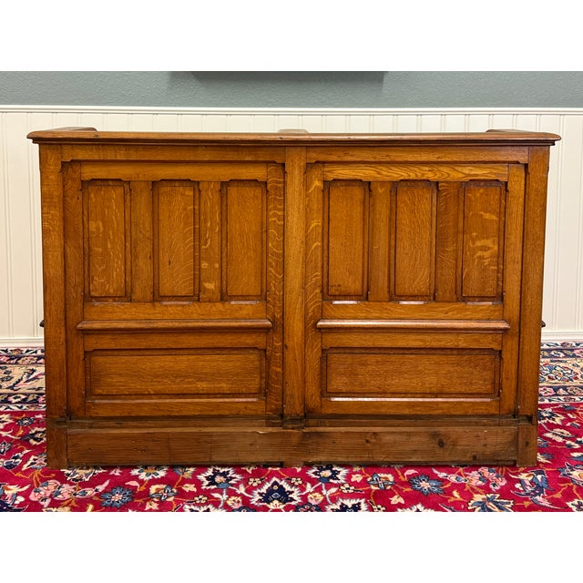 Antique French Pew Bench Double Seat Oak For Sale - Image 17 of 18