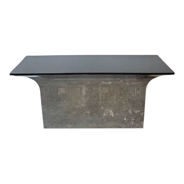 1980s Sally Sirkin Lewis Style Steel & Granite Console Table For Sale