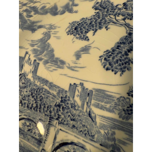English Mid 20th Century Enoch Wedgwood "Countryside" Blue & White Plate For Sale - Image 3 of 4