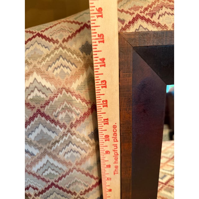 Late 19th Century Antique Mahogany Wood Beveled Wall Mirror Two Tone Folk Art Border Ca 1870 For Sale - Image 5 of 11