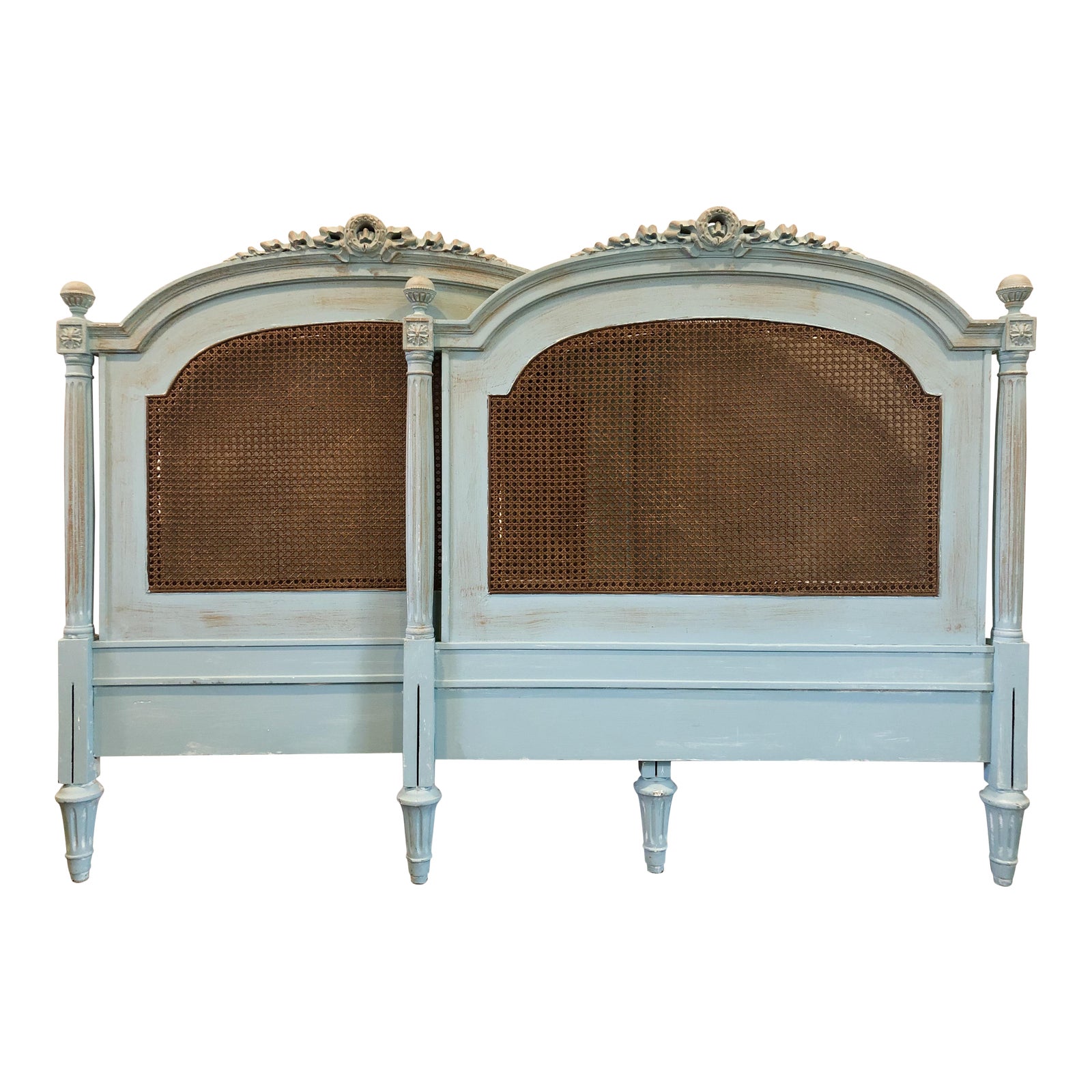 Vintage Painted Louis XVI Style Cane Twin Headboards Chairish