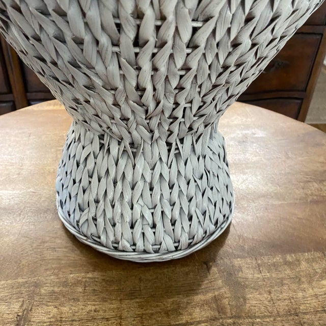 Vintage Oversized White Wicker Floor Vase Chairish