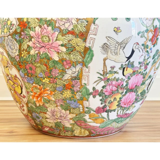 Vintage Porcelain Mandarin Chinese Rose Fish Bowl Planter For Sale - Image 10 of 10