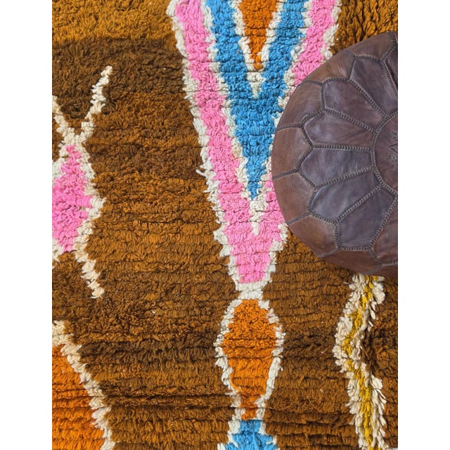 Brown Handwoven Berber Boujad Rug - 8.6 X 7.2 Ft For Sale - Image 8 of 9
