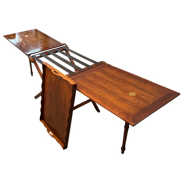 Campaign Mahogany Party Butler Expandable Server by Baker For Sale - Image 3 of 12