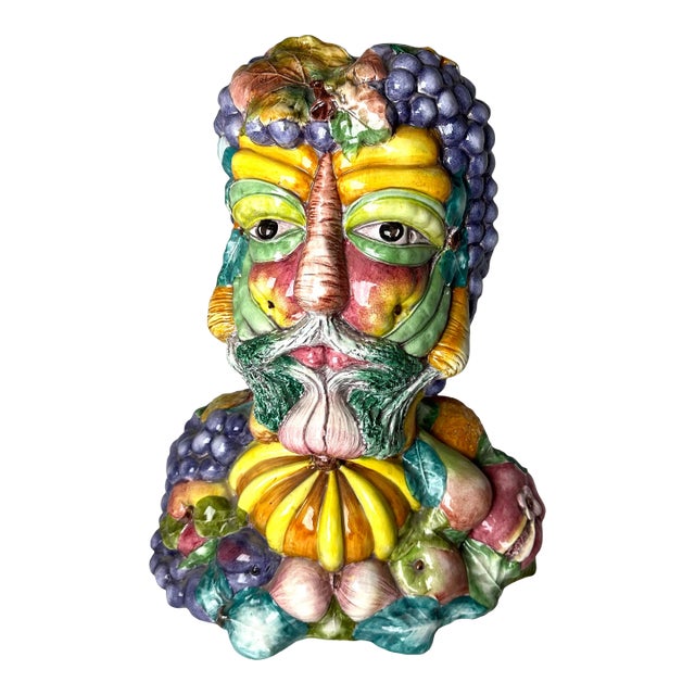 1980s Italian Glazed Pottery After Giuseppe Arcimoldo Bust For Sale