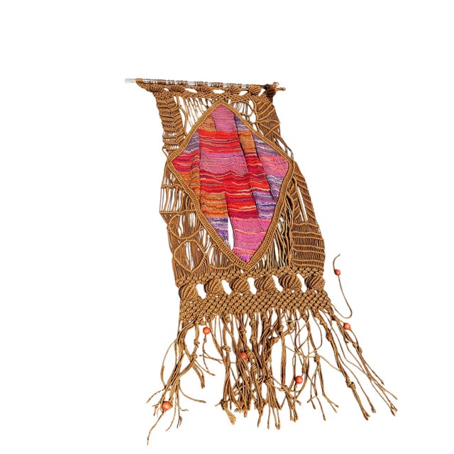 Mid-Century Modern Handmade Wool and Rope Tapestry, 1970s For Sale - Image 3 of 14
