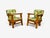 Stig Sandqvist, Brutalist Lounge Chairs, Pine, Green Fabric, Sweden, 1960s For Sale In New York - Image 6 of 15
