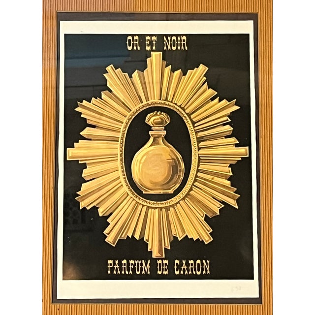 1940s Vintage Parfum De Caron Ad From France - Framed For Sale - Image 5 of 5