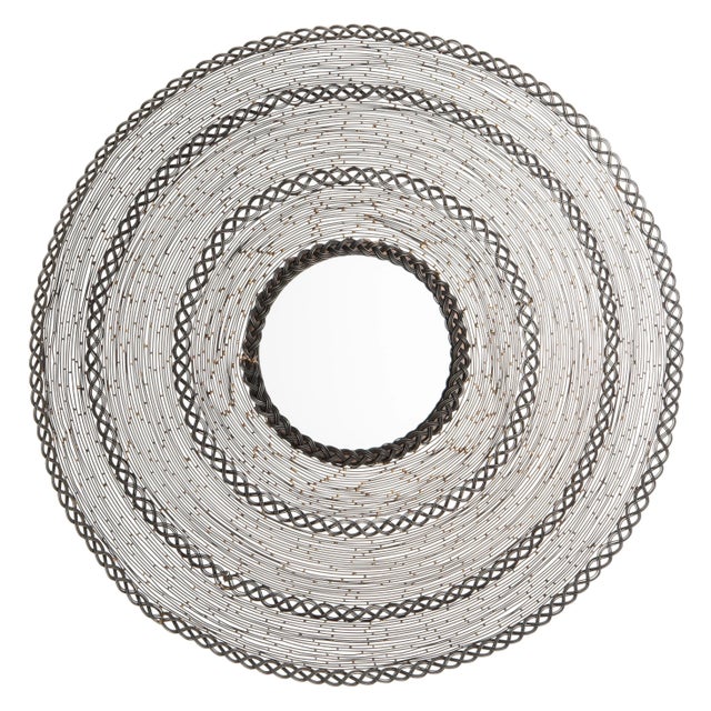 Modern Round Wall Mirror in Zinc Finish For Sale - Image 3 of 3