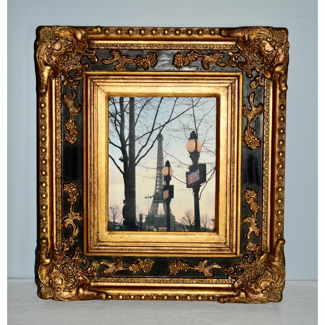 Vintage (1980's) Print of Paris Scene in Ornate Rocco Frame. The Measurements: 17.5"W x 2.5"D x 19.2"H. Flat Rate Shipping...