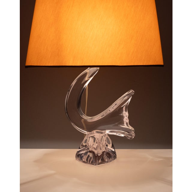 Crystal Glass Bird Table Lamp from Daum, France, 1960s For Sale - Image 13 of 15