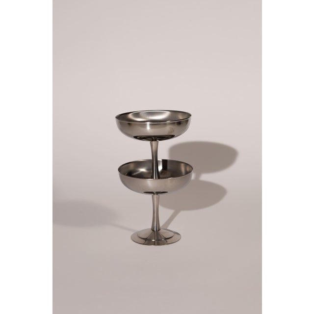Italian Italian Stainless Steel Dessert Set – 2 Coupes With Tray For Sale - Image 3 of 9