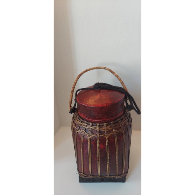 Maroon Vintage Asian Rice Basket For Sale - Image 8 of 8