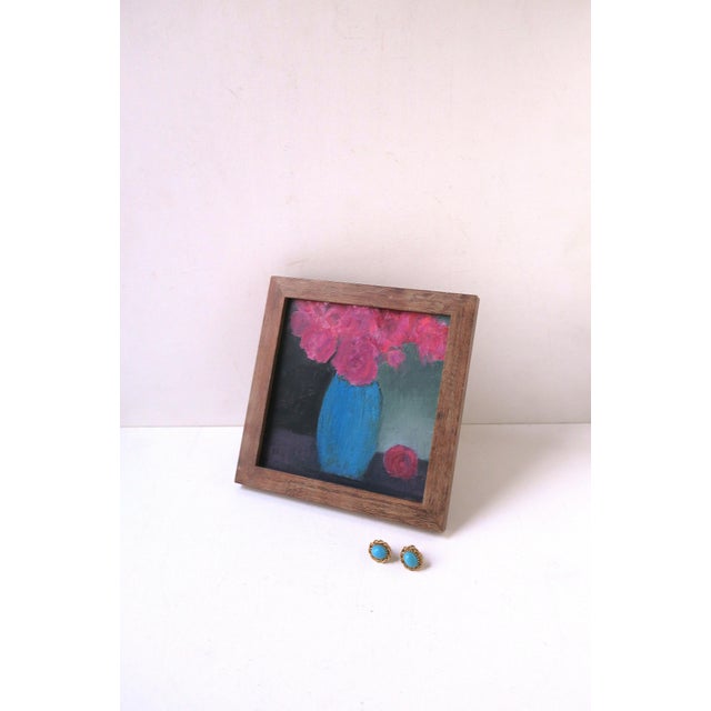 Artwork Painting Still Life Flowers in Vase For Sale - Image 4 of 8