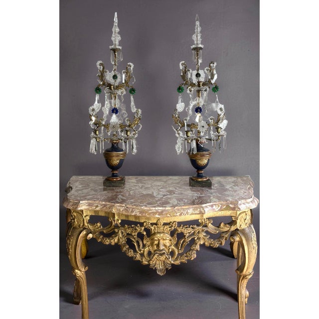 Louis XVI Gilded Bronze Crystal Pinwheel Candelabra, Set of 2 For Sale - Image 5 of 18