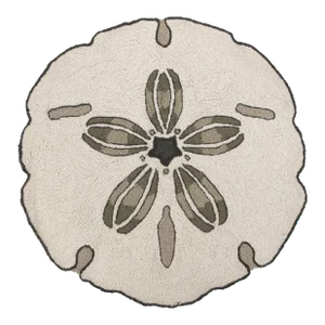 Sand Dollar Shaped Round Hook Rug, 3' x 3'