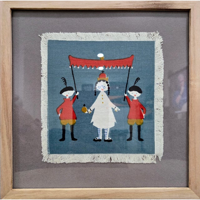Set of Six Hans Christian Andersen Textile Napkin Artworks by Aase & Preben Jangaard, Framed Danish Mid‑Century For Sale - Image 4 of 13