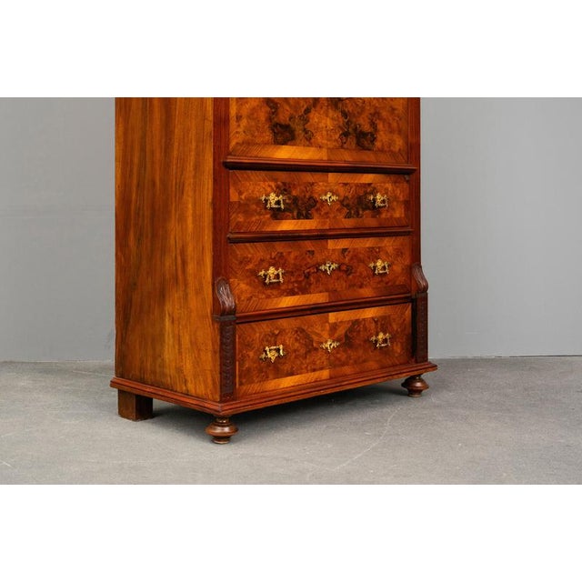 19th Century Gründerzeit Secretary Desk in Walnut For Sale - Image 8 of 18