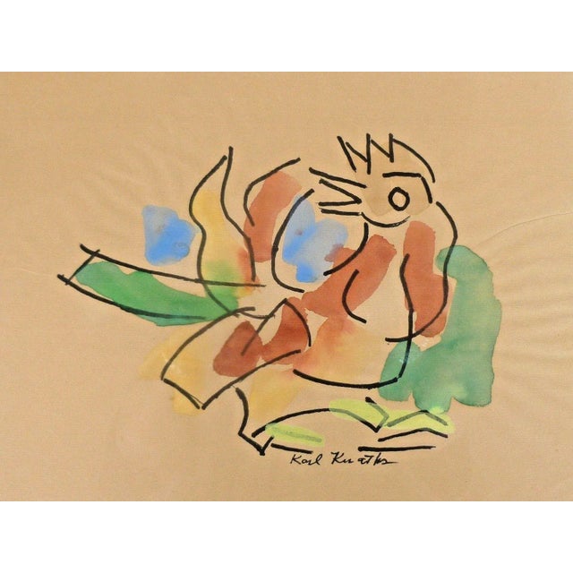 Modern Early 20th Century Antique Karl Otto Karl Knaths Rooster Gouache on Paper Painting For Sale - Image 3 of 4