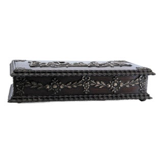 Wooden Stamp Box with Silver Applications For Sale