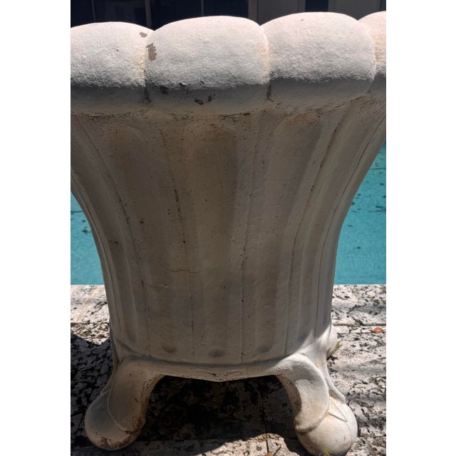 1990s Vintage Weathered Cement Shell Form Garden Chair or Planter Chair, Extremely Heavy, 33” High For Sale - Image 5 of 7