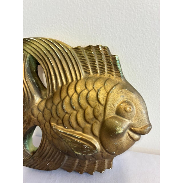 Vintage Gold Painted Fish Wall Decor For Sale - Image 4 of 12