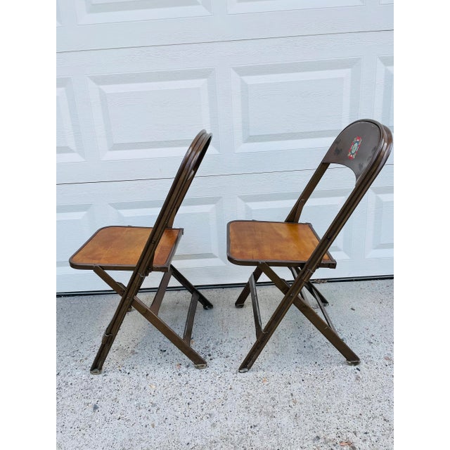 Vintage 1950s Industrial Metal Veterans of Foreign Wars Folding Chairs - Set of 2 For Sale - Image 9 of 12