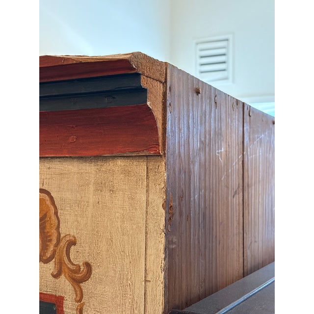 Early 19th Century Rustic Farmhouse Folk Art Painted Bridal Cabinet For Sale In Seattle - Image 6 of 13
