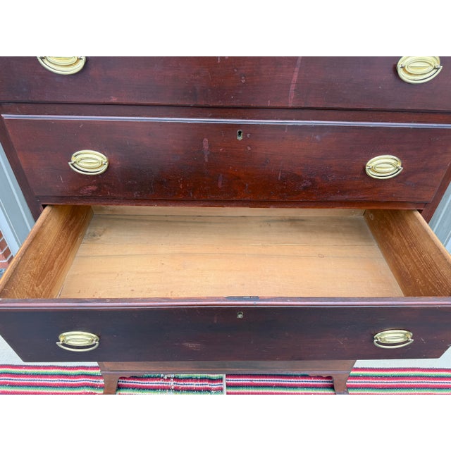 Wood Antique Central Pennsylvania Cherry Hepplewhite Tall Chest, Circa 1810s–1820s For Sale - Image 7 of 12