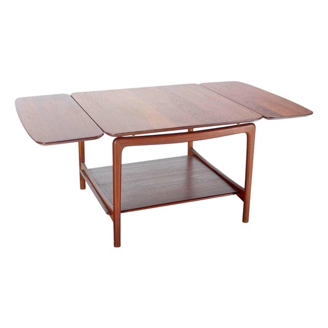 Danish Mid Century Modern Square Solid Teak Drop Leaf Coffee Side Table MINT! For Sale